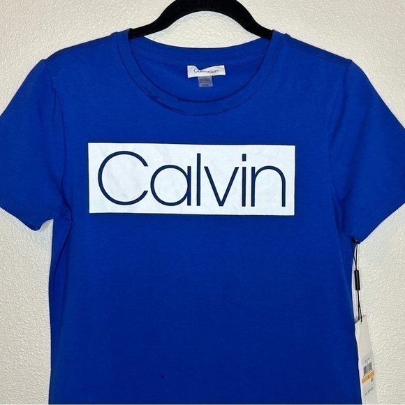 CALVIN KLEIN LOGO T-SHIRT DRESS SZ S BLUE - Picture 4 of 11